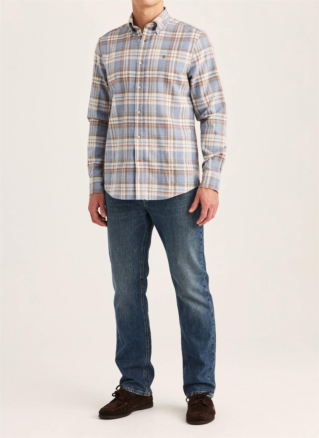 Happy Flannel Check Shirt-Classic Fit  Blue
