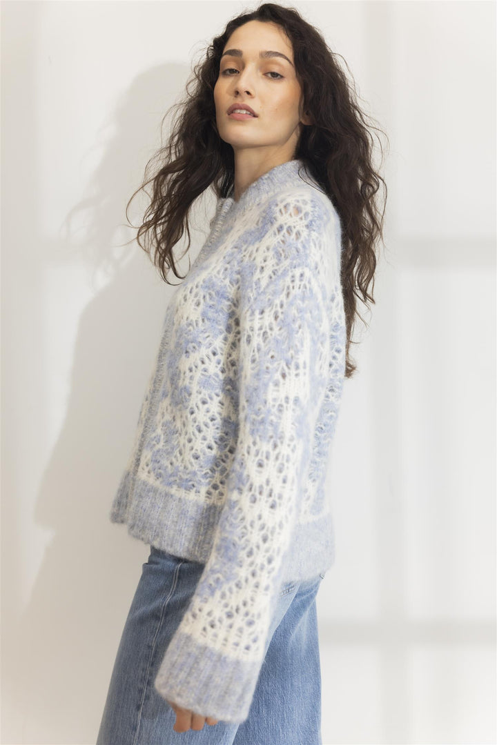 Briana Zip Knit  Light Blue