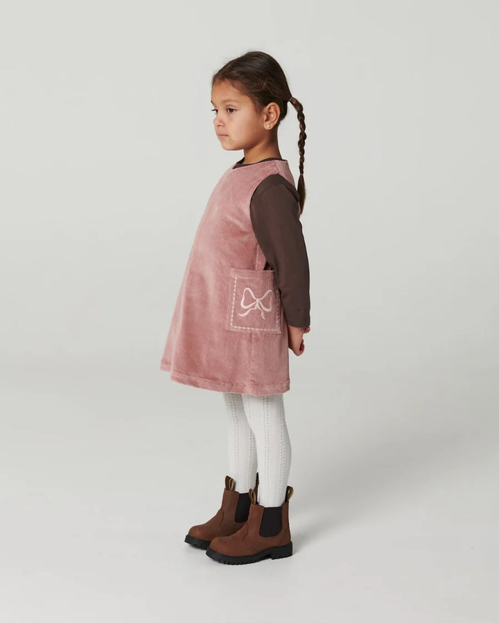 CORDUROY DRESS W. EMBROIDERY  Winter Rose