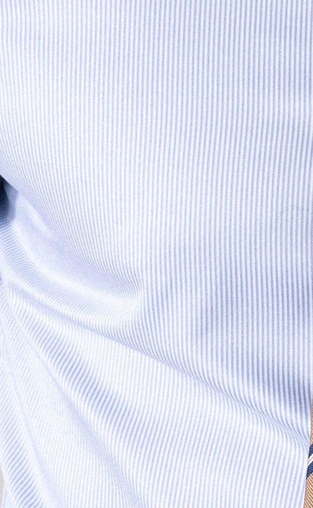 The elegant - Bengal Stripe Non Iron  Skyblue/White