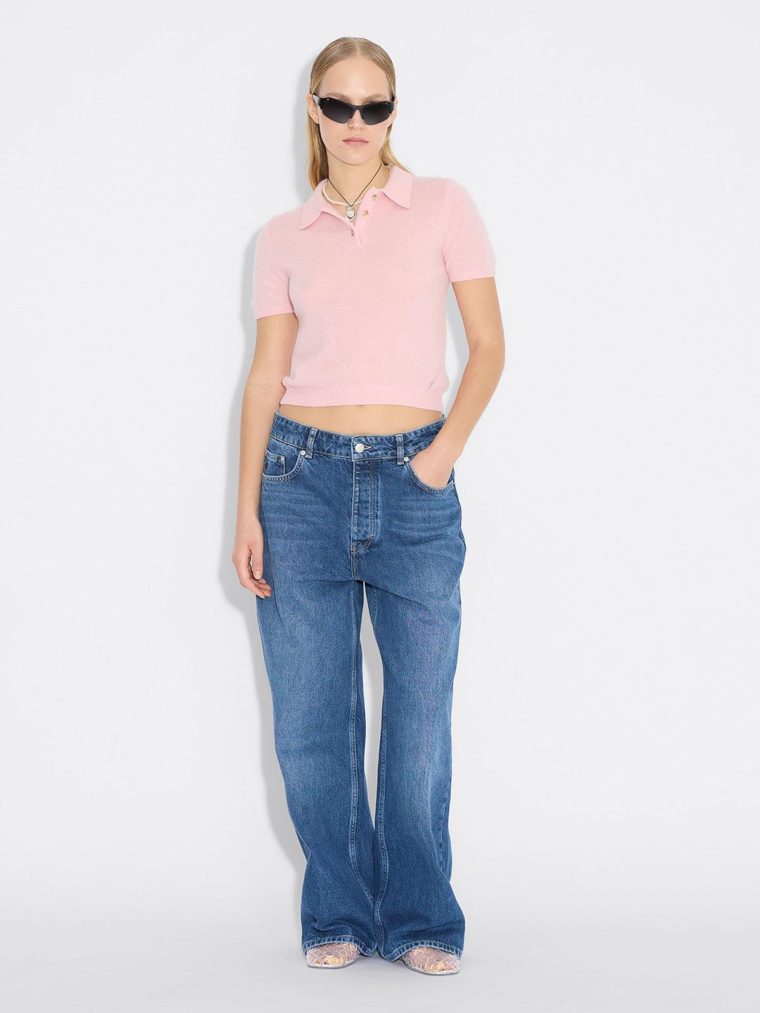 Cashmere Short Sleeve Polo 26-02  Pink