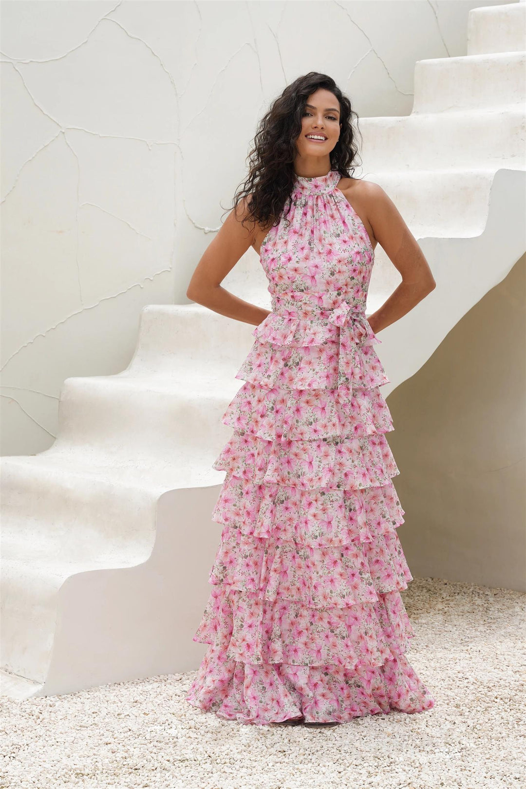 Angel Maxi Halterneck Dress  Garden Serenade