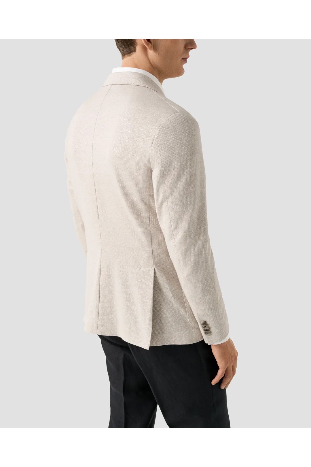 Herringbone Linen Jersey Soft Jacket  Beige