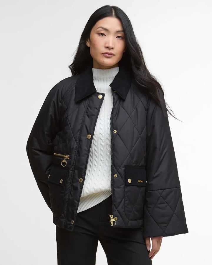 Martha Quilted Jacket  Black/Classic Tartan
