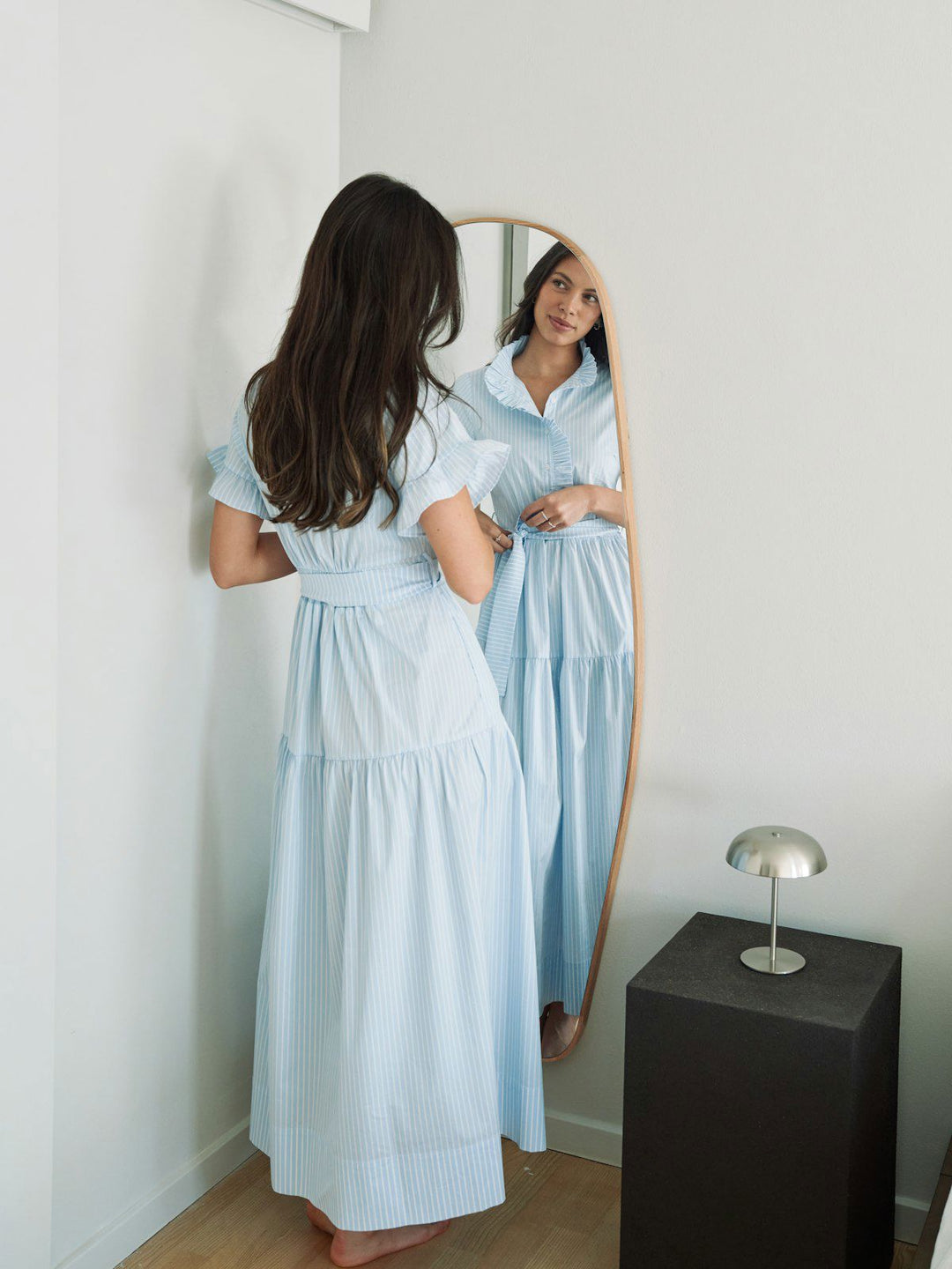 Nellie Soft Stripe Dress  Light Blue