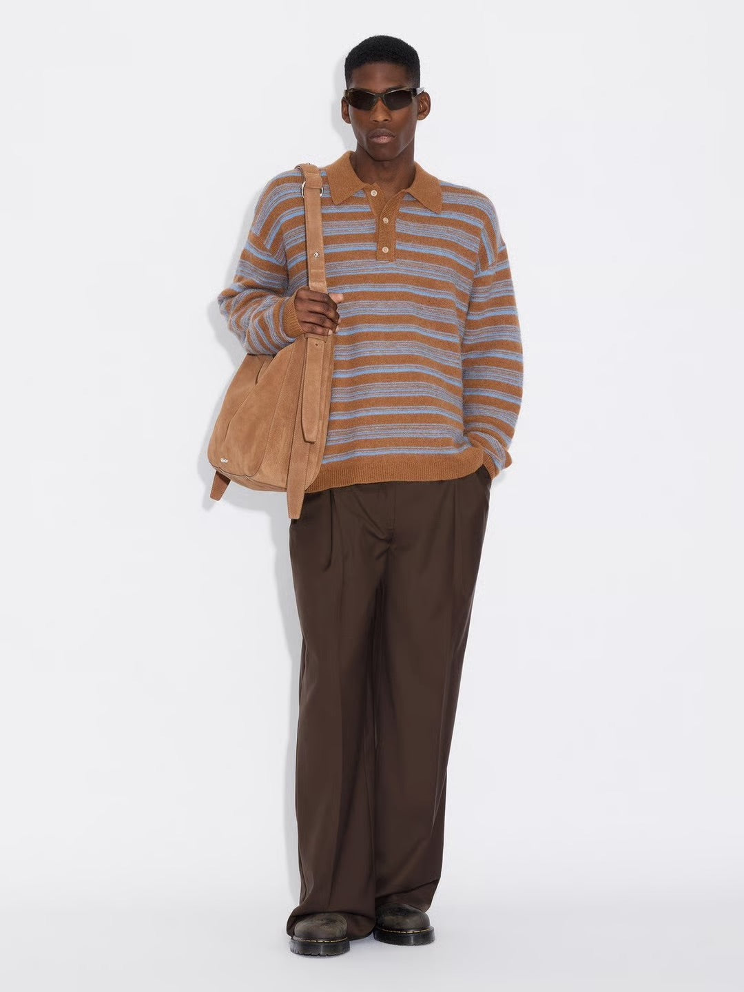 Ollie Wool Polo 26-01  Brown Stripe