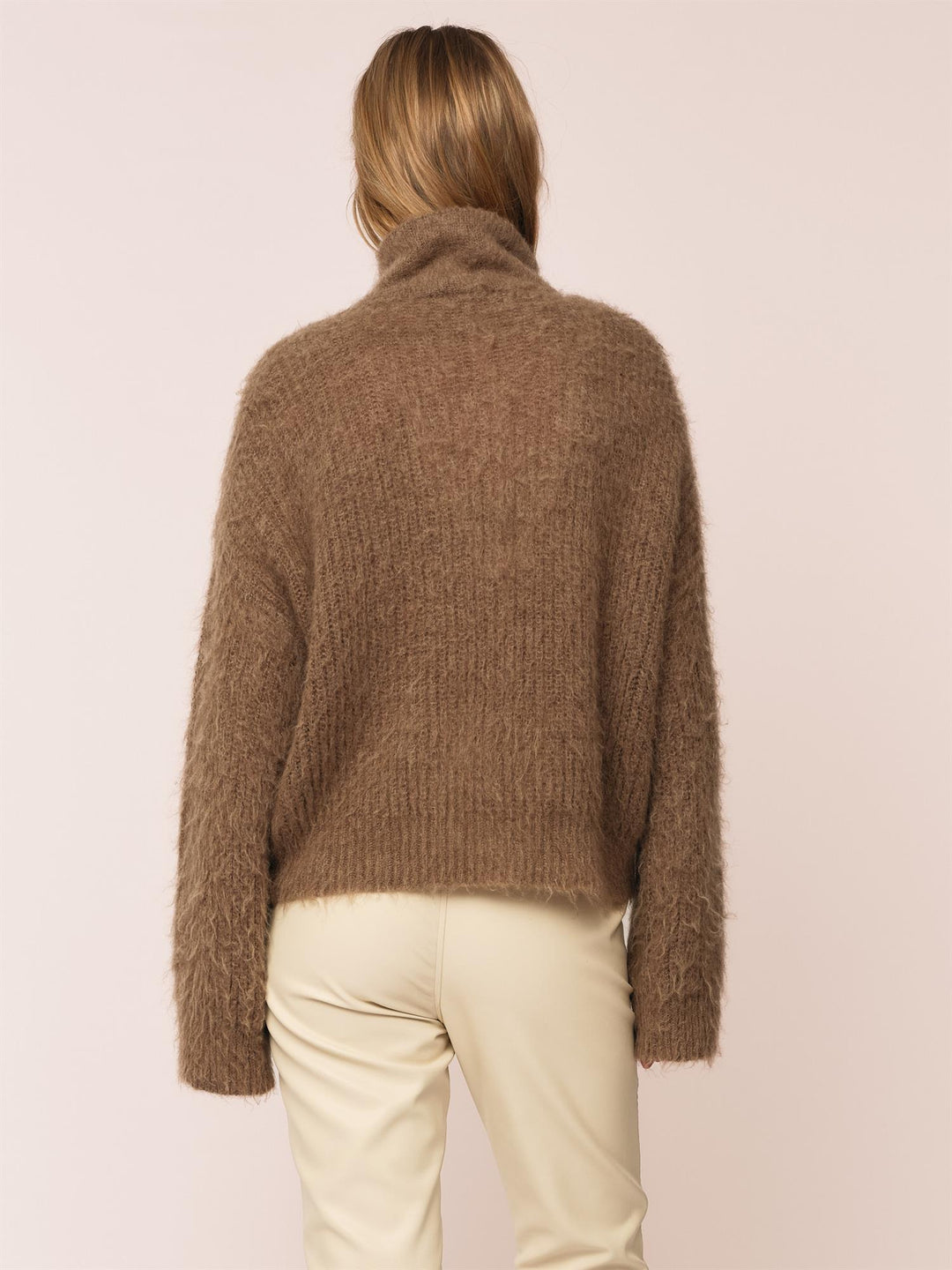 Florie Brushed Zip Knit  Chocolate Brown