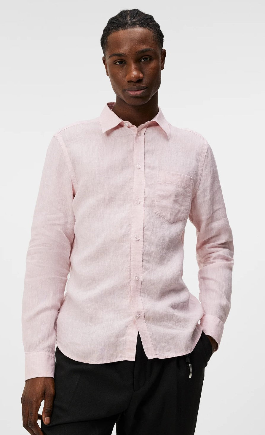 Slimk LS Linen Melange Shirt  Powder Pink