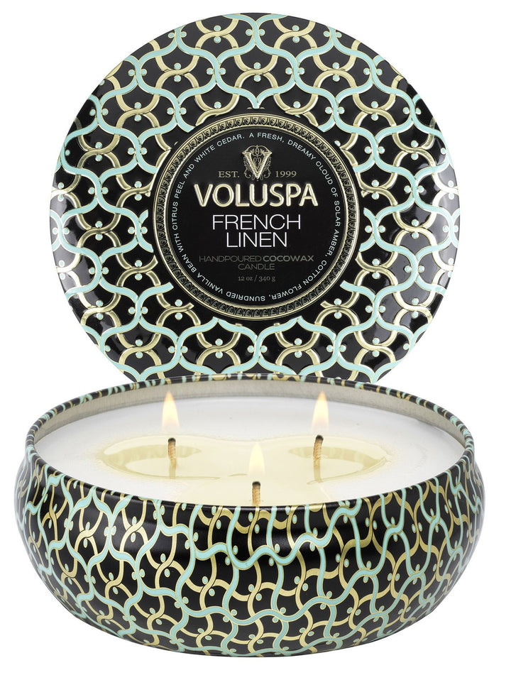 3-WICK TIN CANDLE 40 TIM  French Linen