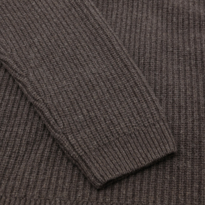Half Zip Wool Knit - Dark Taupe Melange  Taupe
