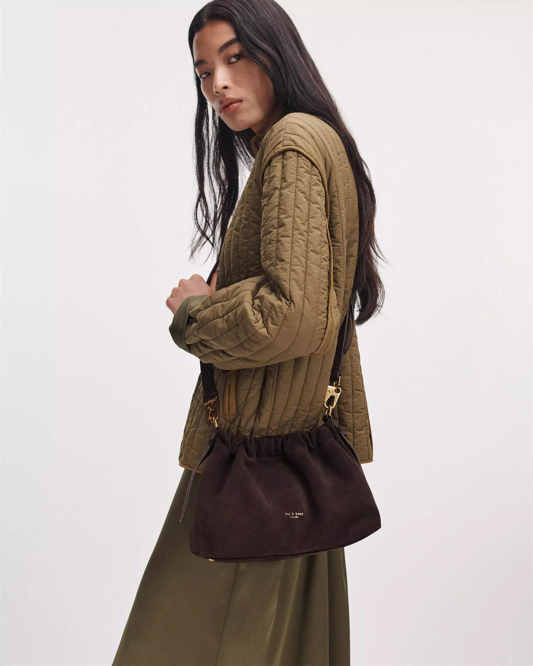 Ludlow Suede Crossbody Bag  Chocolate