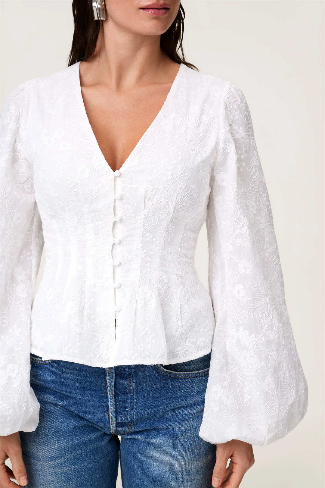 PALENA BLOUSE  White Embroidry