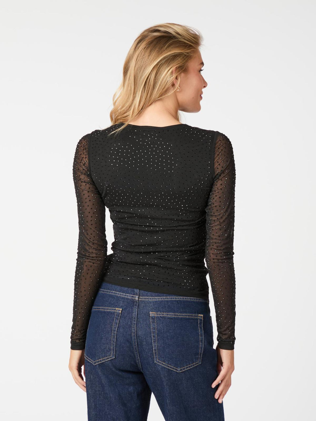 Basira Stone Mesh Blouse  Black