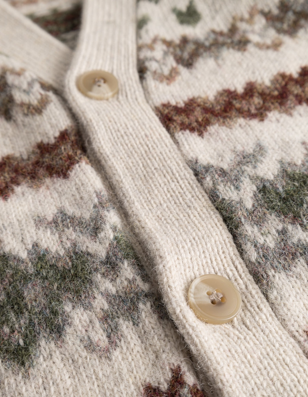 Hordur Fair Isle Cardigan  Light Desert Sand/Coffee Brown