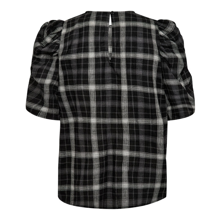 SallyCC Check SS Blouse  Black