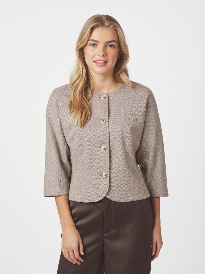 Mesto light Herringbone Jacket  White/Brown