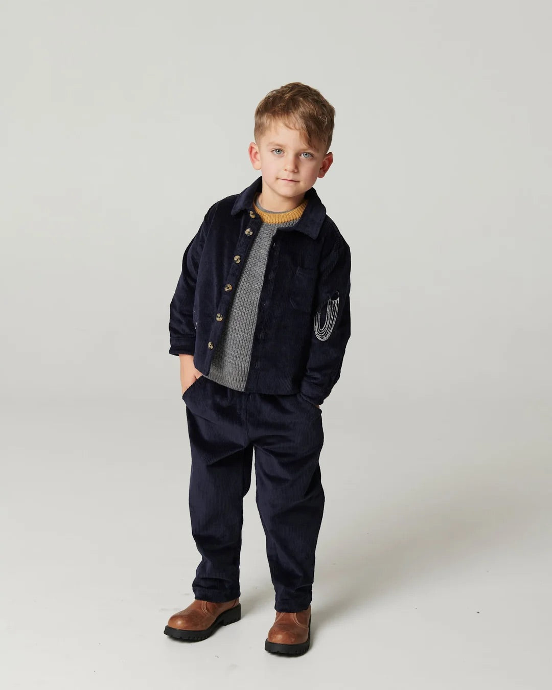 CORDUROY PANT W. ADJ. WAIST  Navy
