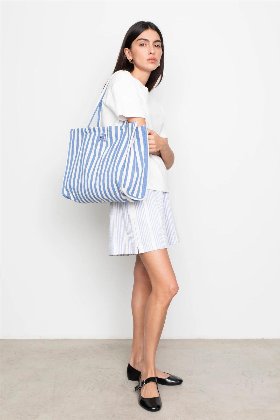 Ivy Tote Bag  Blue Stripe