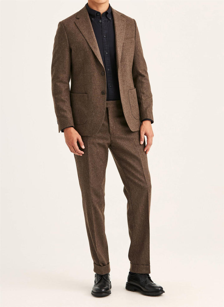 Flannel Suit Jacket  Brown