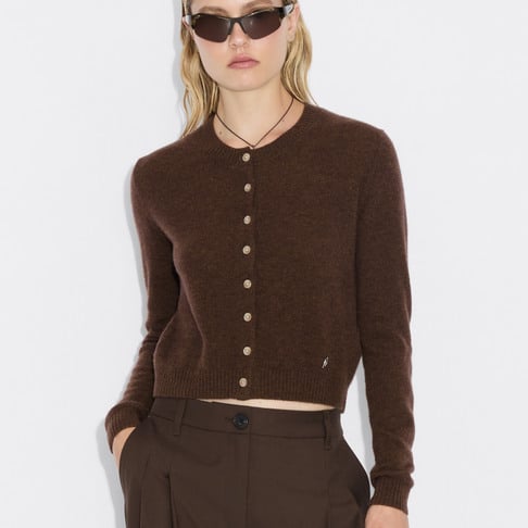 W. Cashmere Cardigan 26-01  Dk. Brown