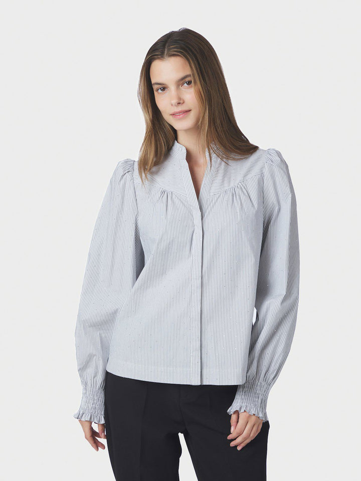 Astrida Stripe Stone Blouse  White