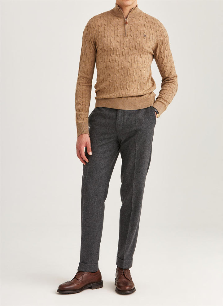 Merino Cable John Zip  Camel