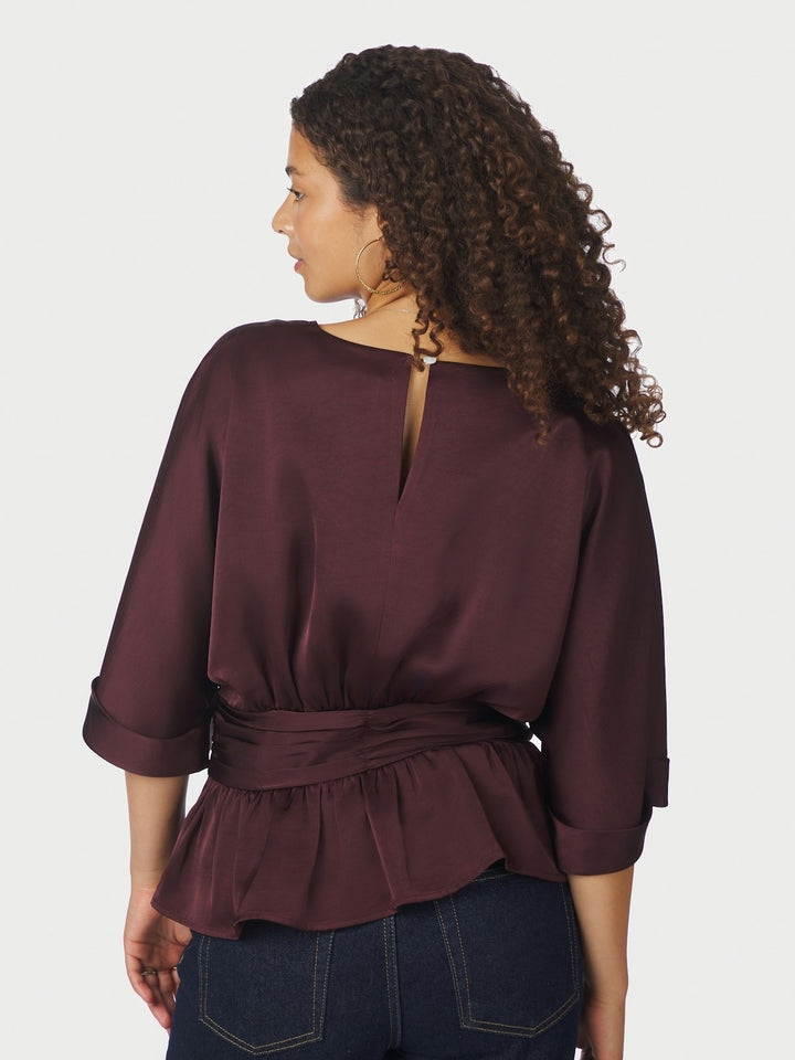 Annegret Heavy Sateen Blouse  Burgundy