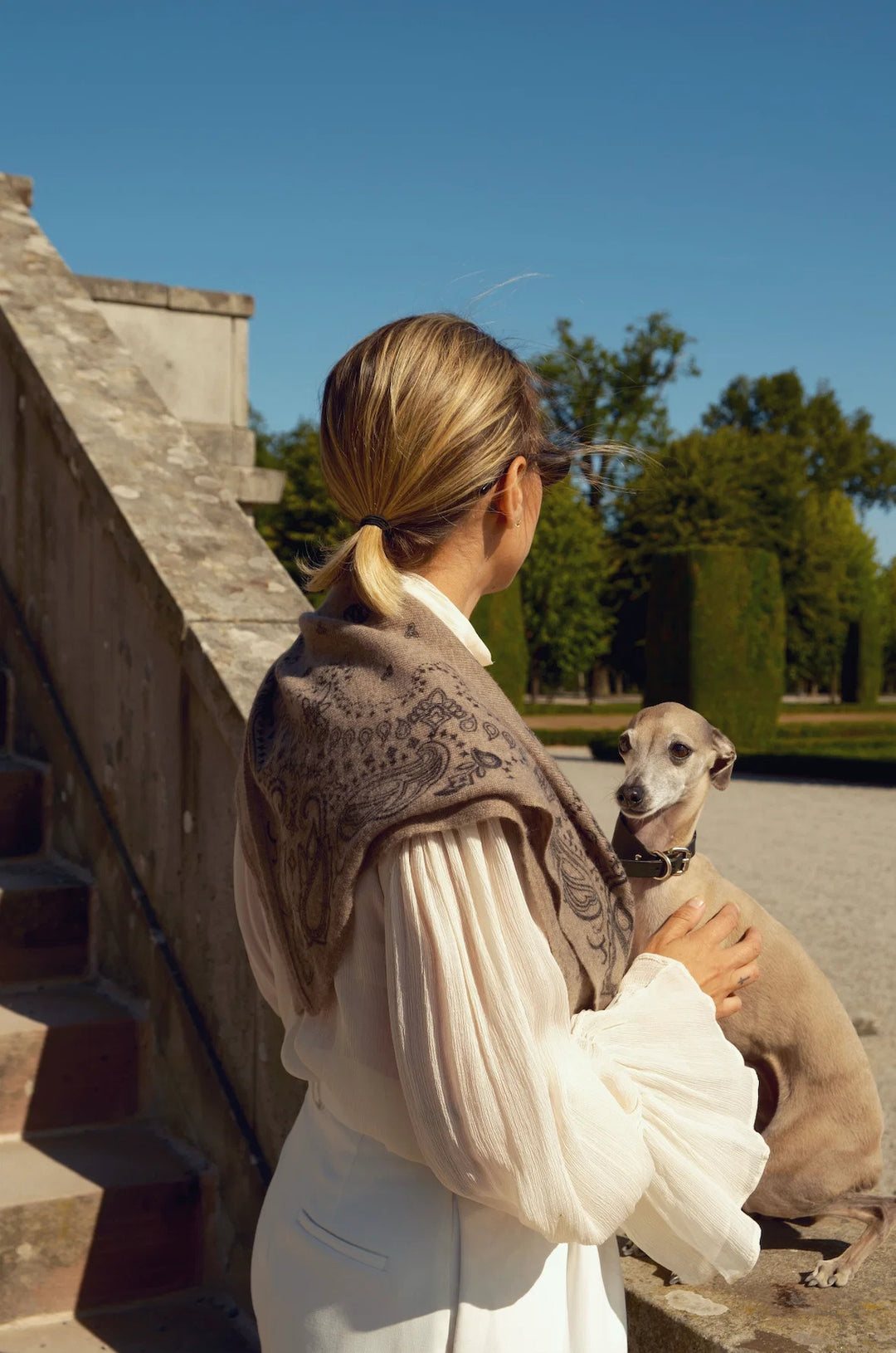 CASHMERE PAISLEY SCARF  Greige