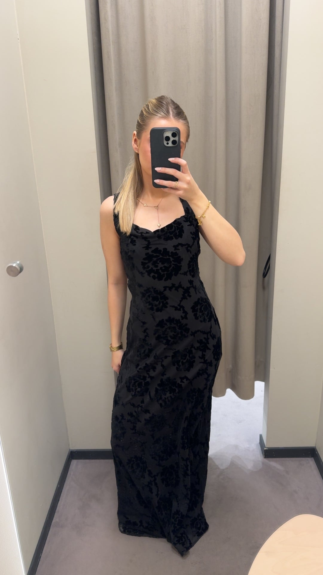 Velvet Strap Dress  Black