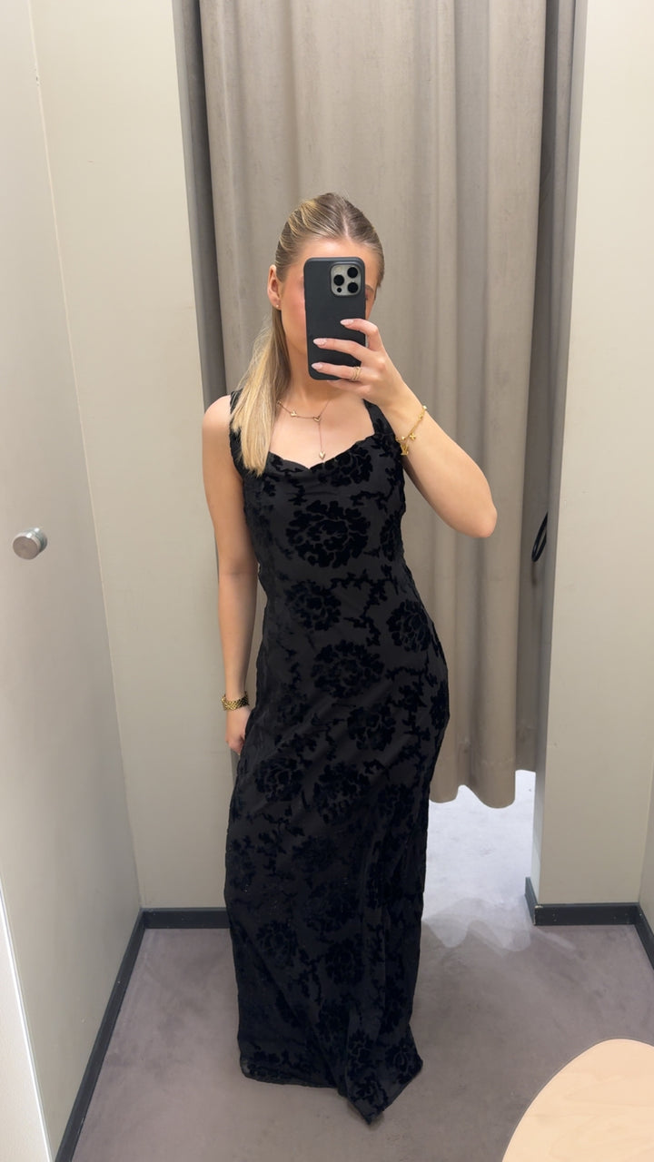 Velvet Strap Dress  Black
