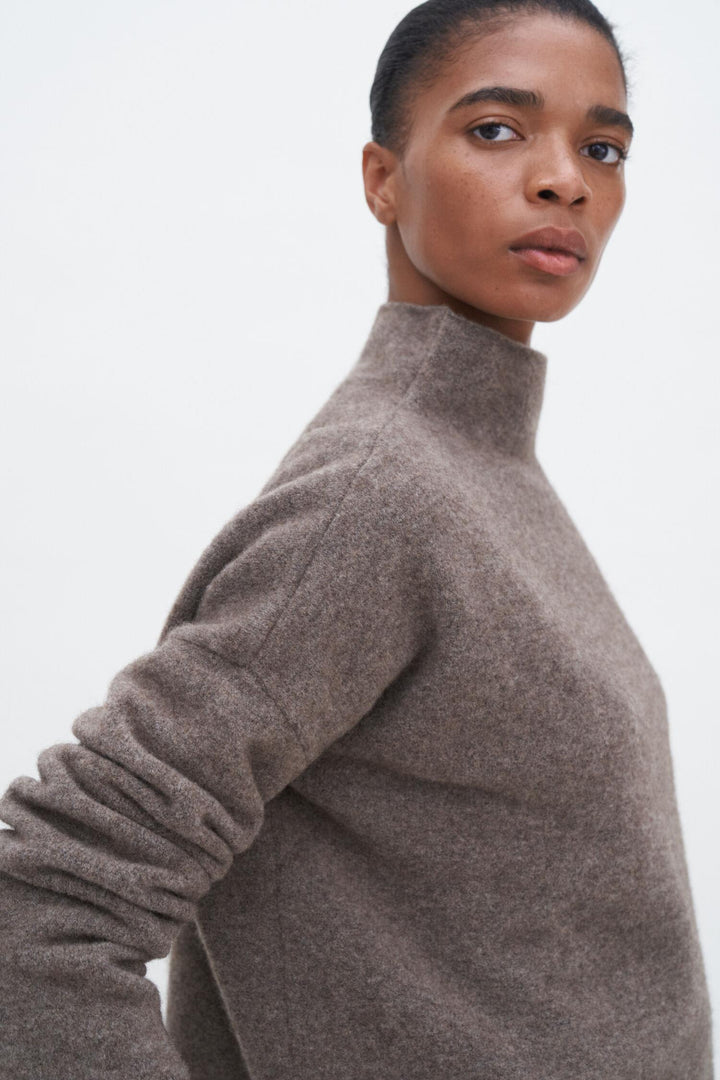 mika yak funnelneck sweater  Dark Taupe Melange