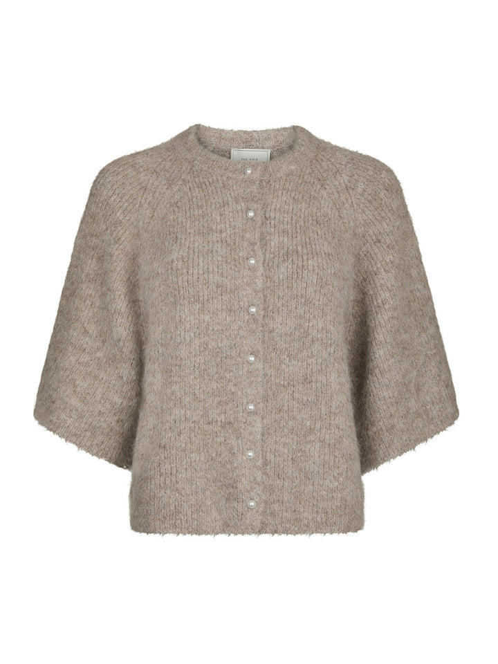 Amaya Fluffy Knit Cardigan  Beige Melange