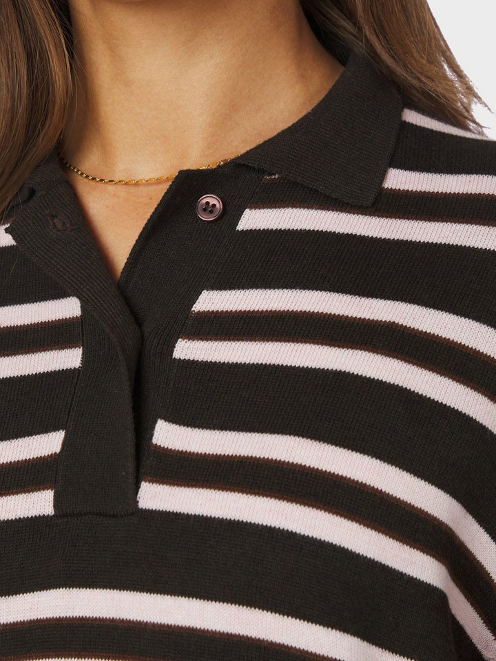 Mala Polo Knit Blouse  Dark Brown