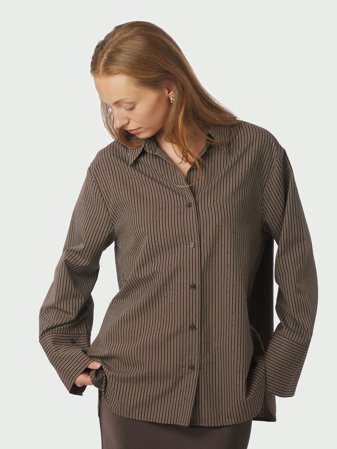 Dita Striped Line Shirt  Dark Brown