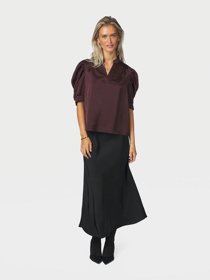 Roella Heavy Sateen Blouse  Burgundy