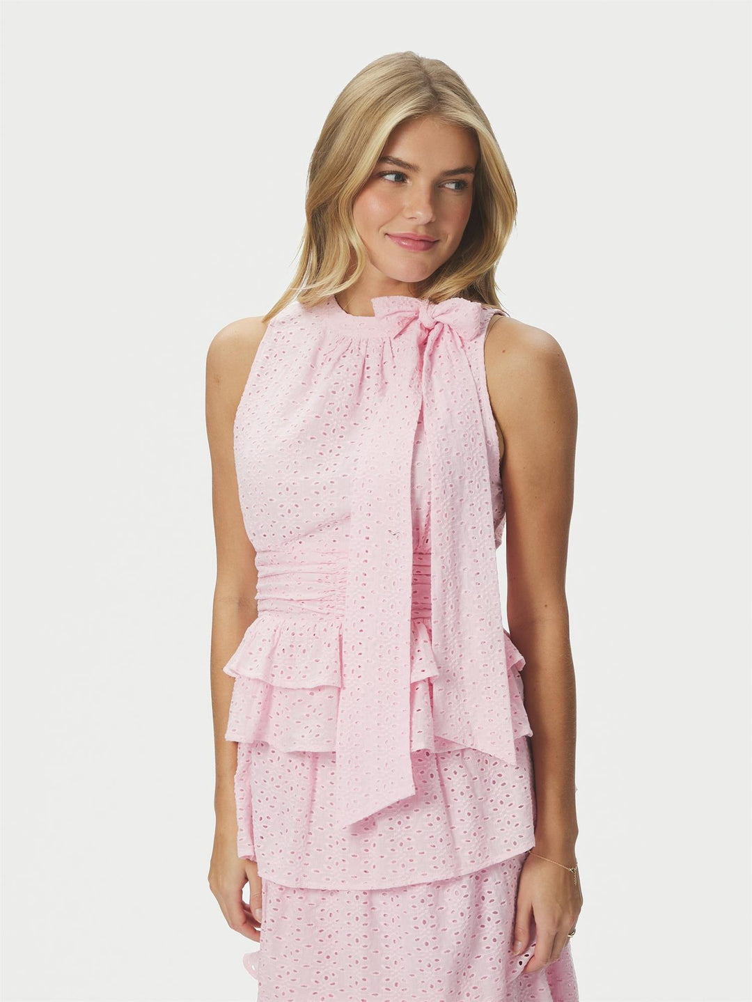 Ansol Emb Top  Light Pink