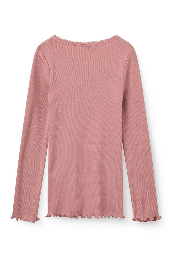 MODAL RIB LS TEE W. PICOT  Winter Rose