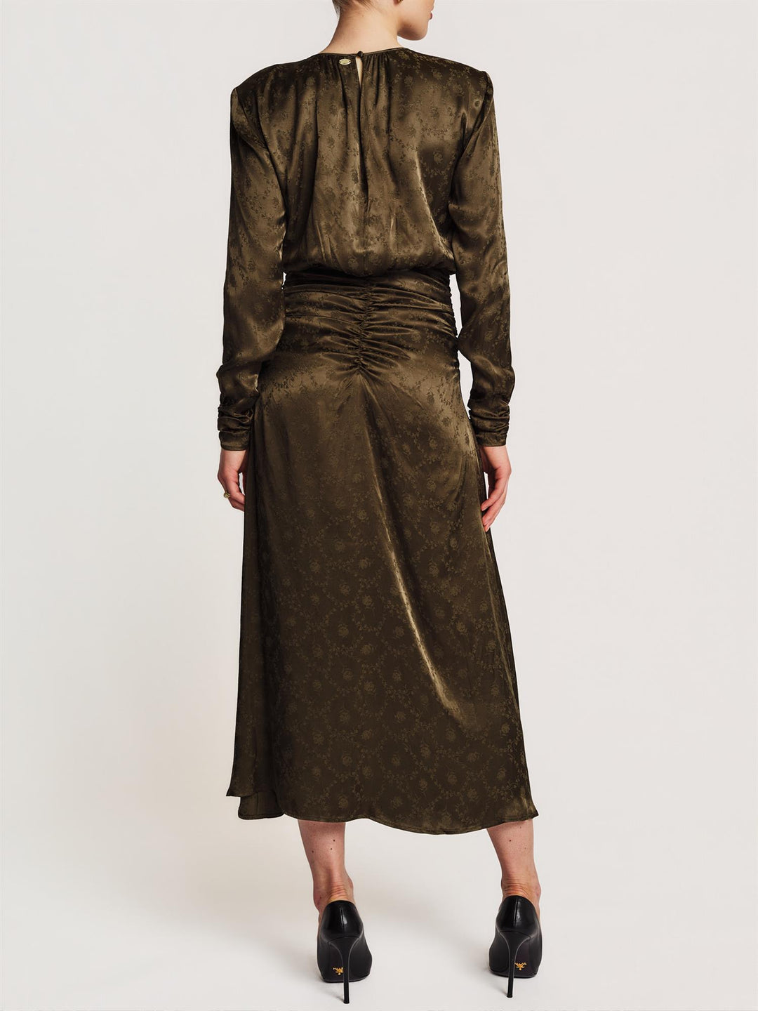 Jacquard Rouching Dress Forest