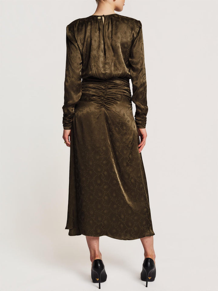 Jacquard Rouching Dress Forest