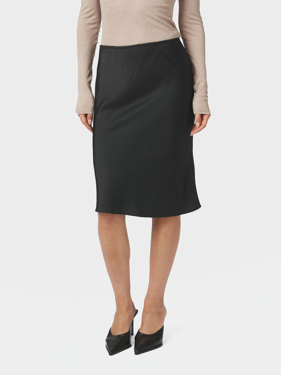 Mindie Heavy Sateen Skirt  Black
