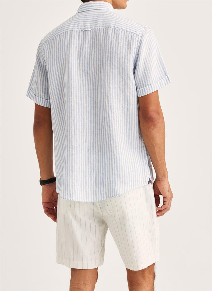 Douglas Linen Shirt SS-Classic Fit  Light Blue