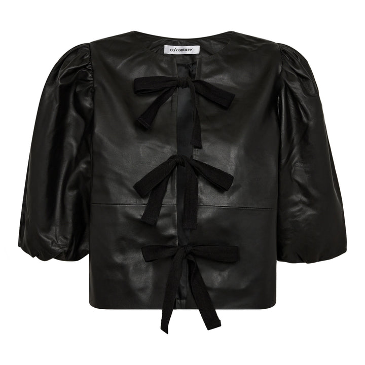 PhoebeCC LEATHER BOW BLOUSE  Black