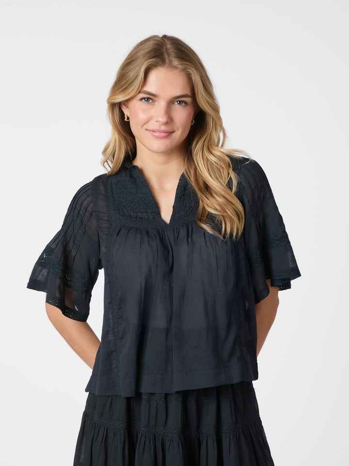 SIAMA S VOILE BLOUSE  Navy