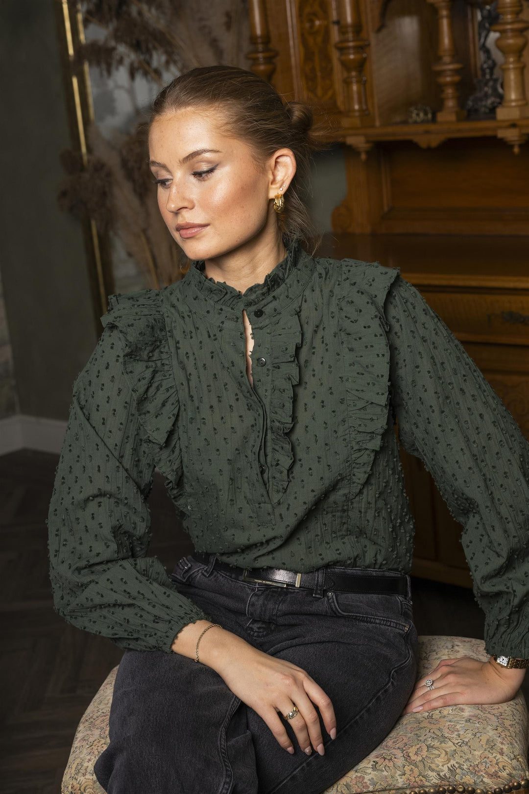 Maya Blouse  Hunter Green