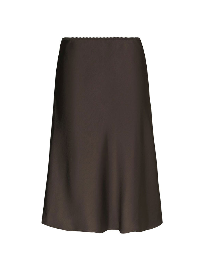 Mindie Heavy Sateen Skirt  Dark Brown
