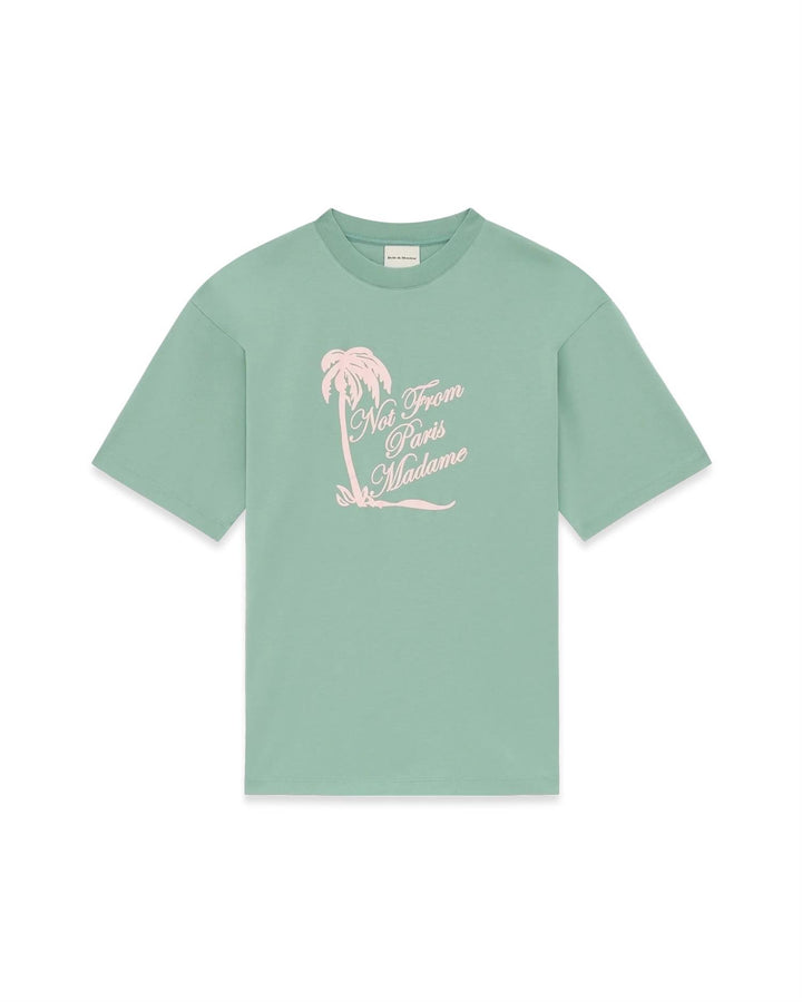 T-shirt Slogan Palmiers  Water Green