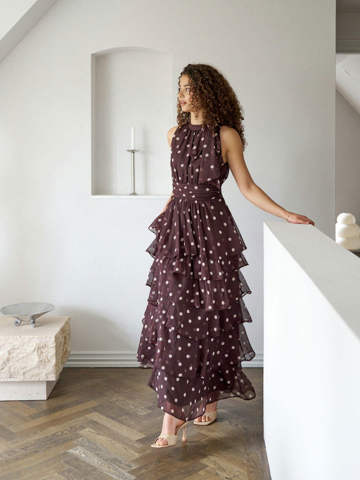 Marli Big Dot Dress  Brown