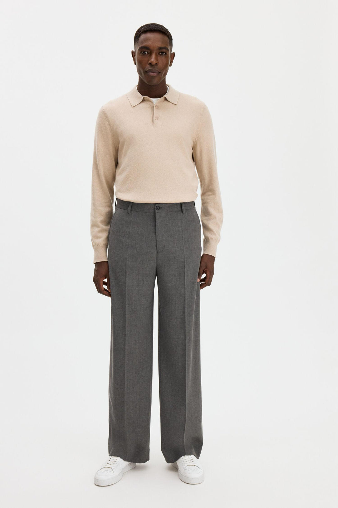 knitted polo shirt  Pearl Beige