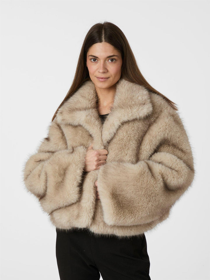 steff faux fur jacket  Beige
