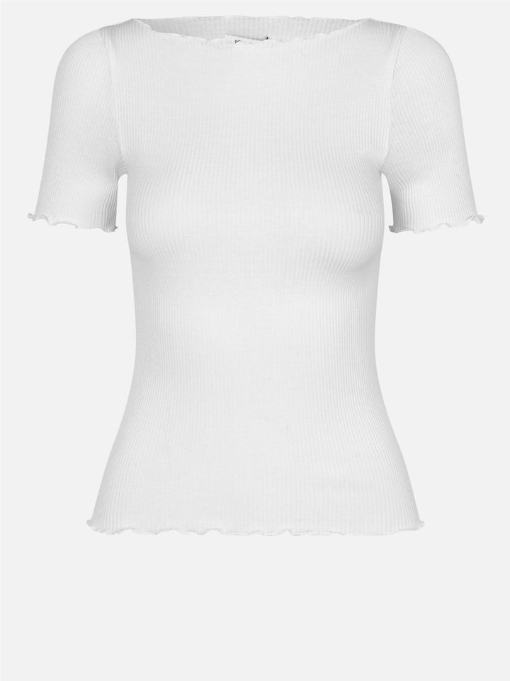 Silk boat neck t-shirt  New White